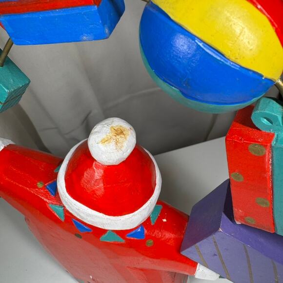 Wooden Santa Juggling Presents at Christmas Figurine Cottage - Picture 6 of 9